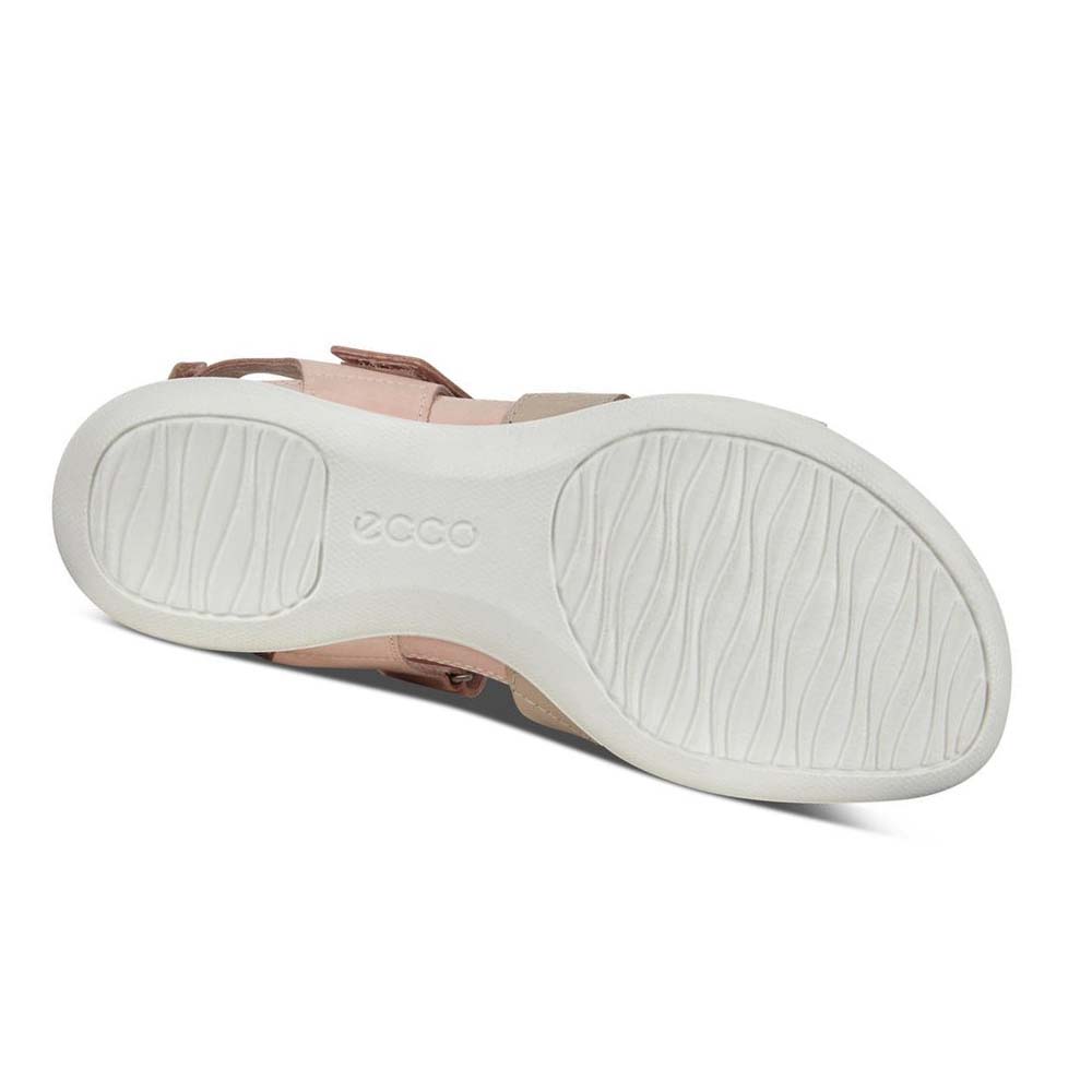 Women's Ecco Flash Flat Sandals Grey White / Rose | USA 177KOR